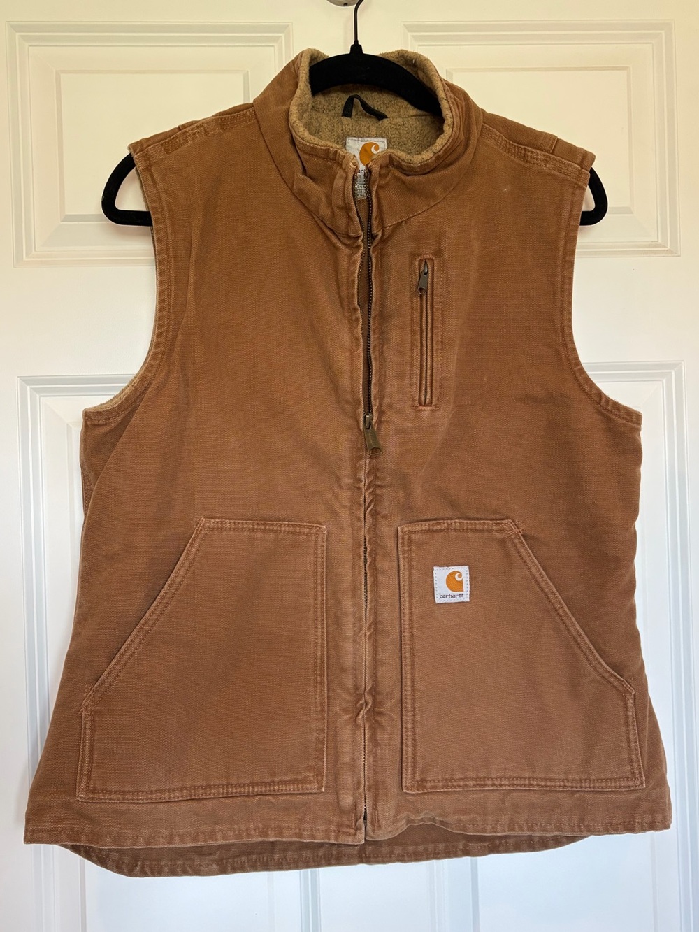 Carhartt Women's Brown Duck Canvas Vest Sherpa Lined WV001